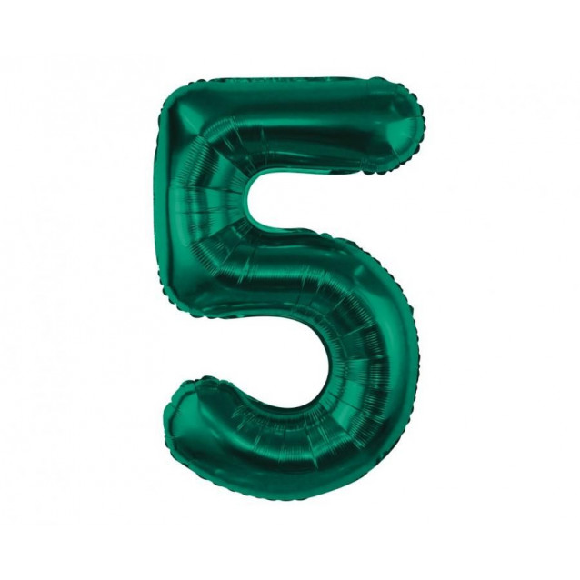 Fóliový balón číslo 5, tmavozelený