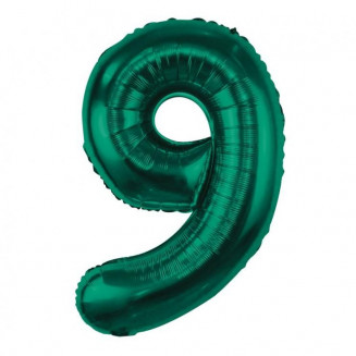 Fóliový balón číslo 9, tmavozelený
