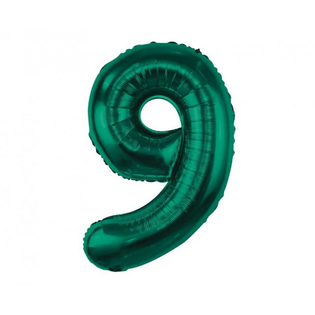 Fóliový balón číslo 9, tmavozelený