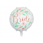 Fóliový balón Bride to be, kvety, okrúhly, 45cm