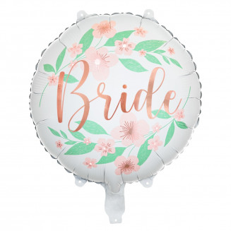 Fóliový balón Bride to be, kvety, okrúhly, 45cm