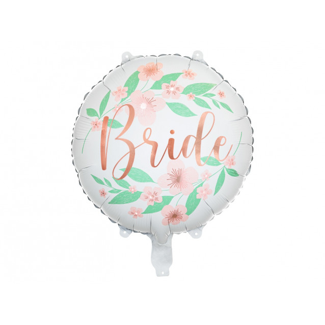 Fóliový balón Bride to be, kvety, okrúhly, 45cm