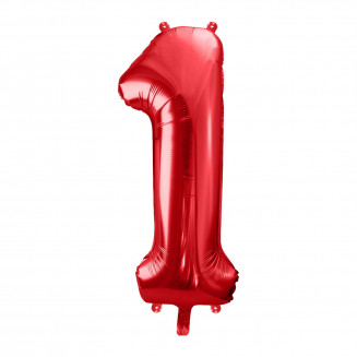 Fóliový balón číslo 1, červený, vel.40/100cm