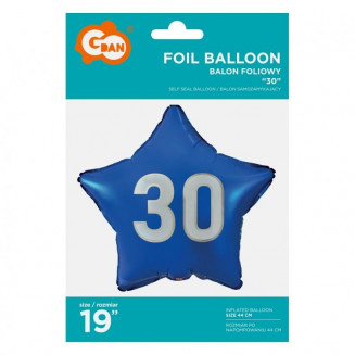 Fóliový balón Hviezda modrá 30, 45cm