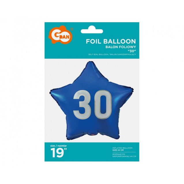 Fóliový balón Hviezda modrá 30, 45cm