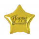 Fóliový balónik Happy Birthday, hviezda zlatá, čierna podtlač, 45cm