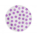Papierové taniere Fialové bodky, 18cm/6ks