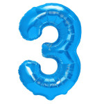 Fóliový balón číslo 3, modrý, veľ.40/100cm