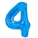 Fóliový balón číslo 4, modrý, veľ.40/100cm