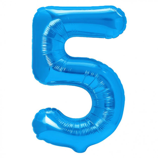 Fóliový balón číslo 5, modrý, veľ.40/100cm