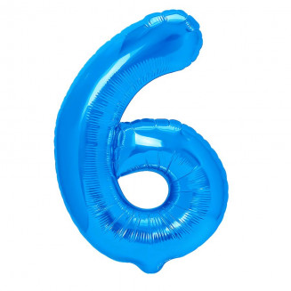 Fóliový balón číslo 6, modrý, veľ.40/100cm