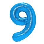 Fóliový balón číslo 9, modrý, veľ.40/100cm