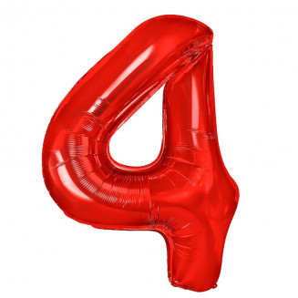 Fóliový balón číslo 4, červený, vel.40/100cm