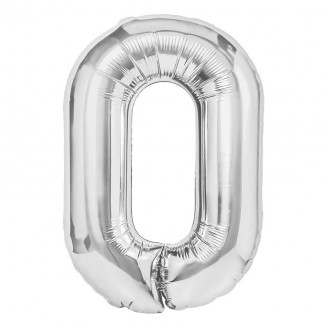 Fóliový balón číslo 0, strieborný, 100 cm