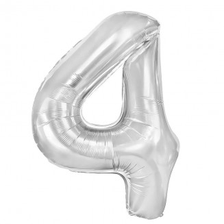 Fóliový balón číslo 4, strieborný, 100 cm