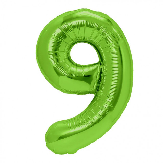 Fóliový balón číslo 9, zelený, 100cm