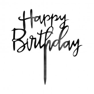 Zápich Happy Birthday, čierny