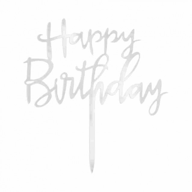 Zápich Happy Birthday, strieborný