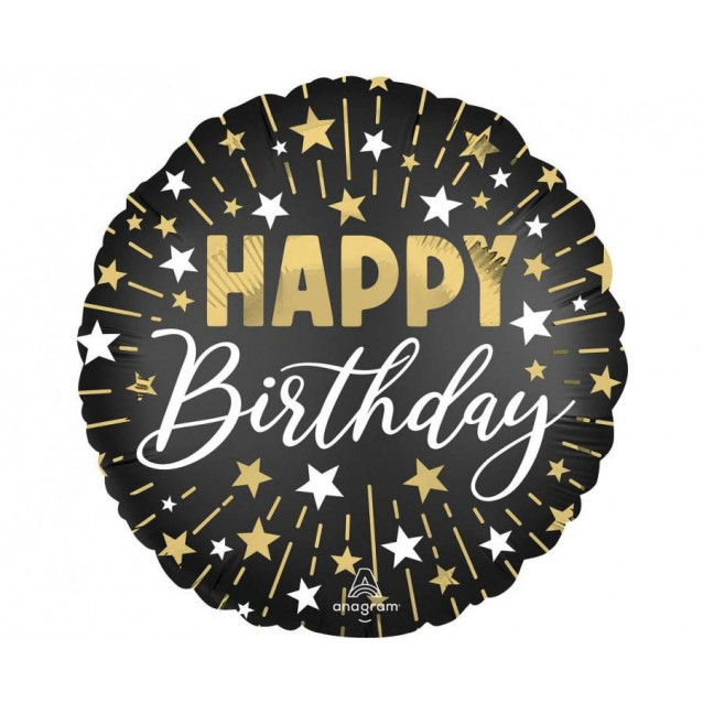 Balón Happy birthday čierny magic