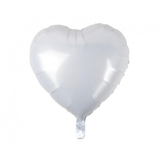 Fóliový balón Srdce, biela, veľ.18/45cm
