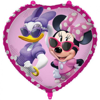 Balón Minnie & Daisy so slnečnými okulairmi, Srdce - 43cm