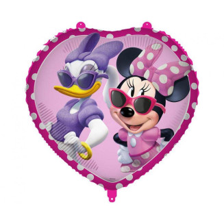 Balón Minnie & Daisy so slnečnými okulairmi, Srdce - 43cm