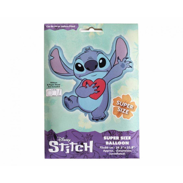 Balón Stitch so srdcom Super size - 75x86 cm