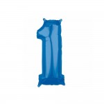 Fóliový balón číslo 1, modrý, veľ.40/100cm