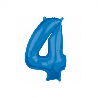 Fóliový balón číslo 4, modrý, veľ.40/100cm